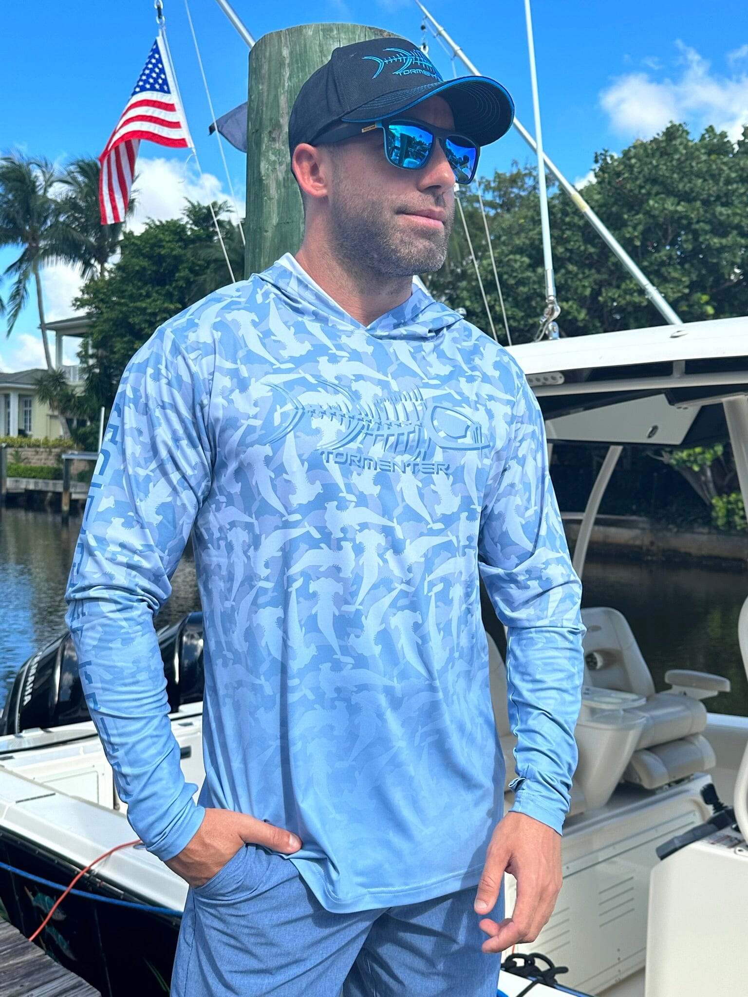 Tormenter Mens Logo Fishing T-Shirt (Large, Charcoal Kraken) 