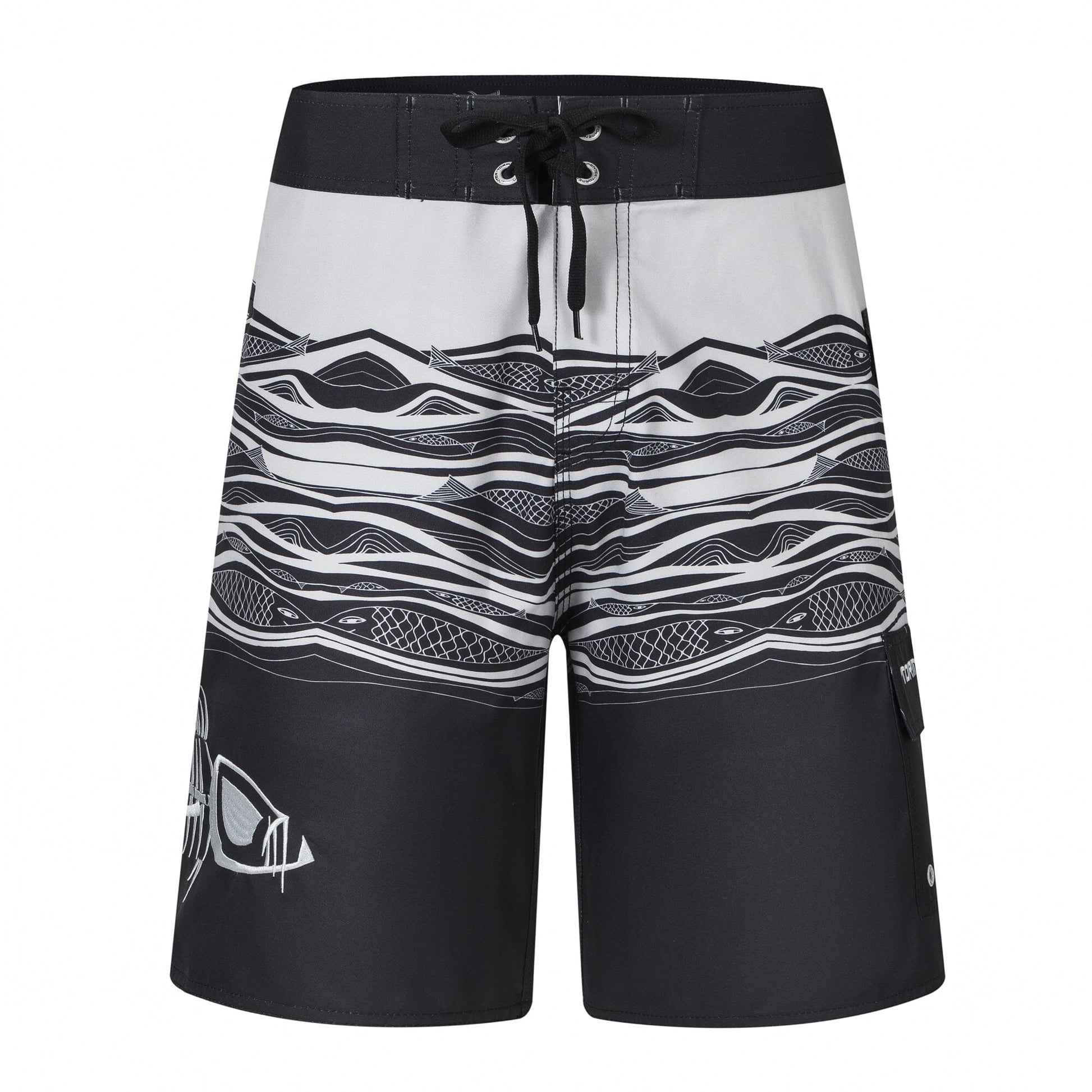 Kalakua Black Waterman 5 Pocket Board Shorts Waterman 5 Pocket Performance Fishing Board Shorts Tormenter Ocean 