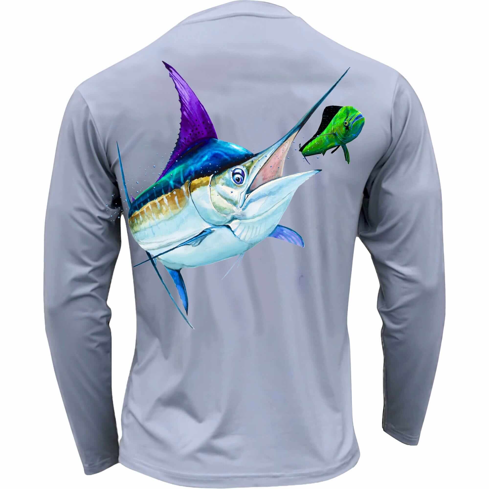 Tormenter Men's Performance SPF 50 Shirt Marlin On Mahi Gray / XL
