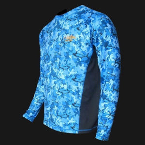Grouper Light Blue Performance Fishing Shirt SPF 50 - Sale